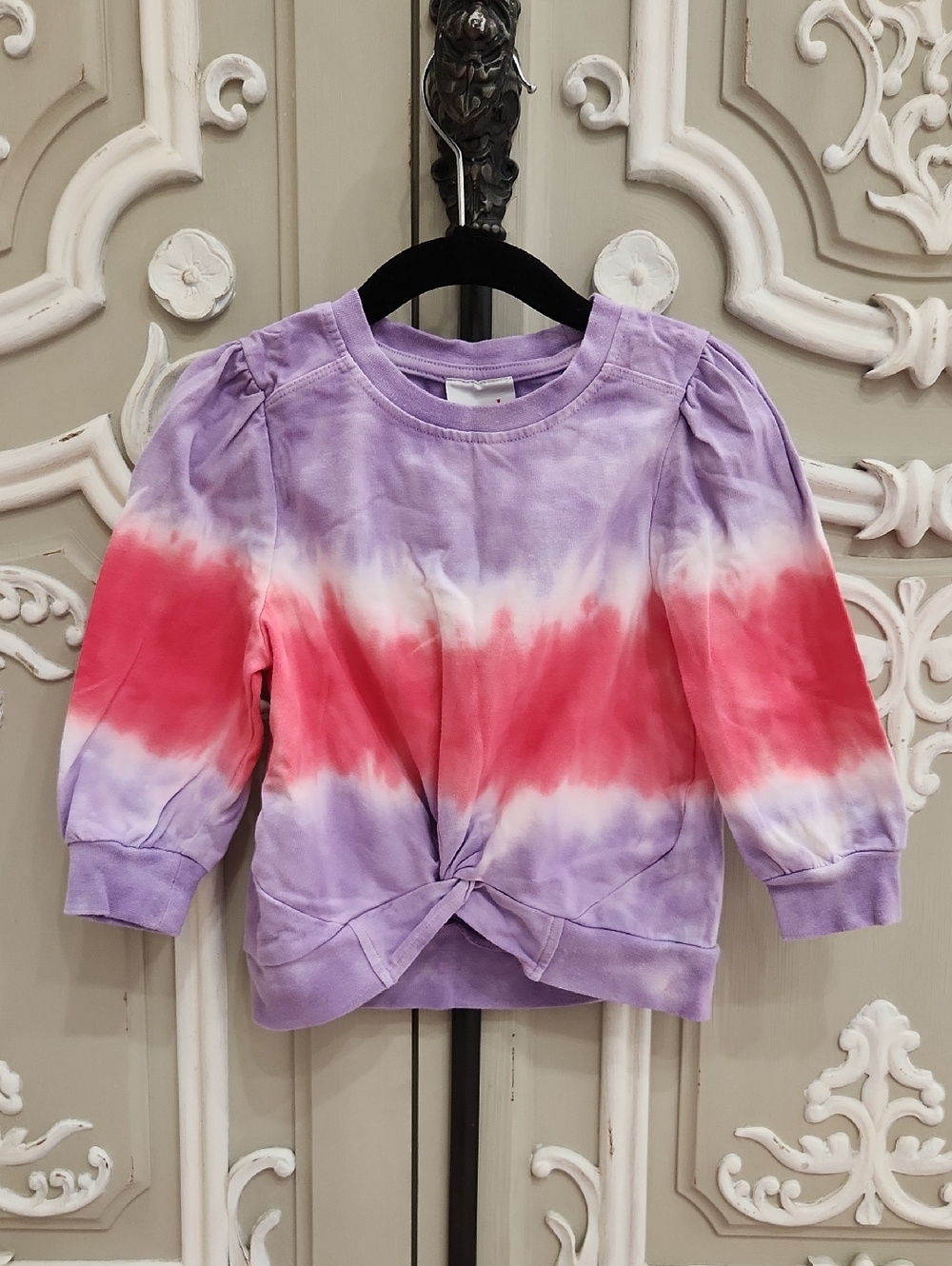 Seed Heritage Girls' Tie-Dye Knot Front Sweatshirt - Purple & Pink Size 2
